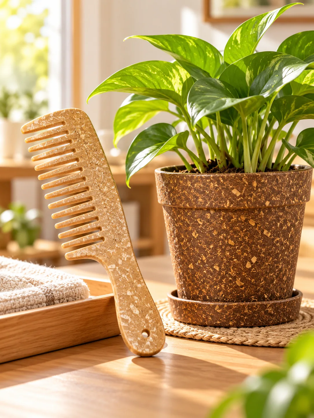 Plant fiber composite household comb and planter