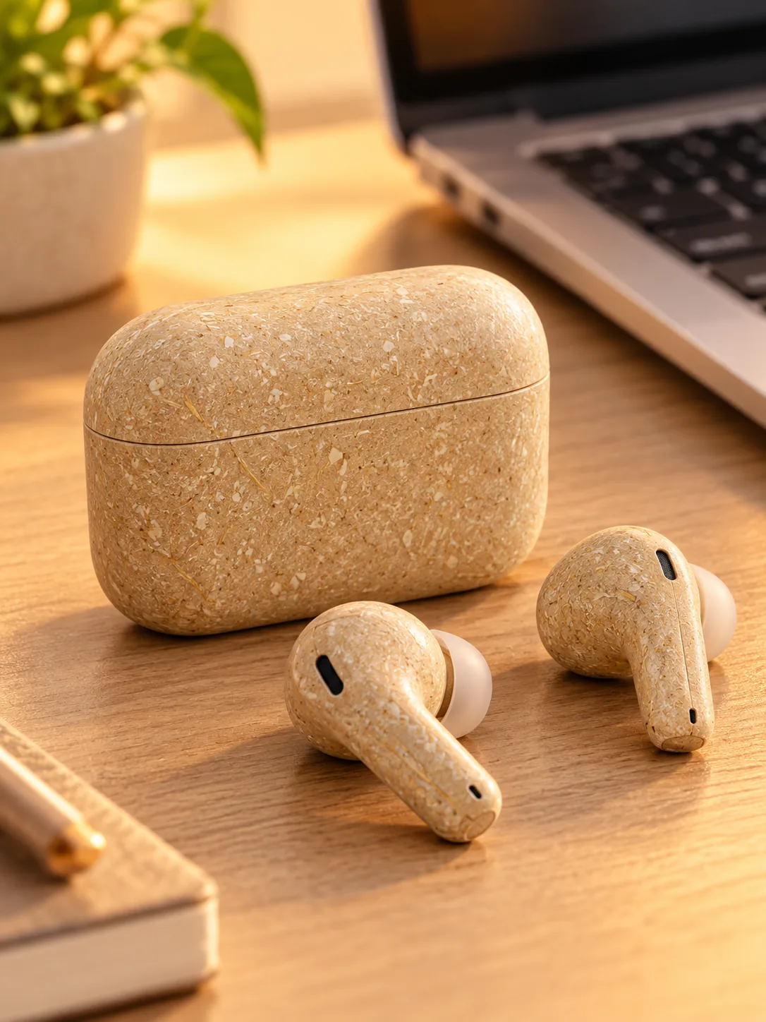 Plant fiber composite earbud case and electrical accessories