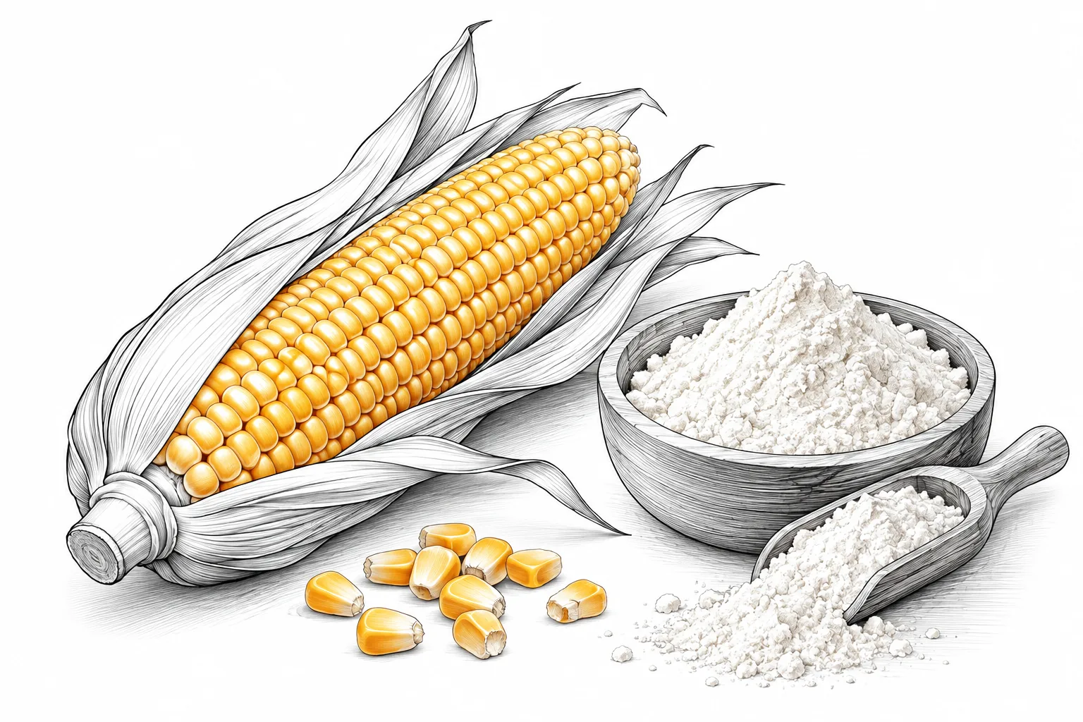 Illustration of corn and corn starch