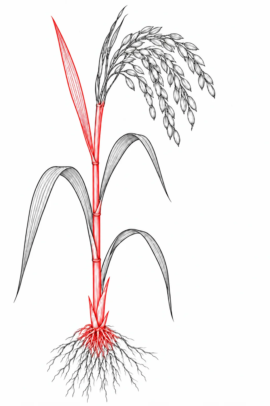 Botanical illustration highlighting wheat straw