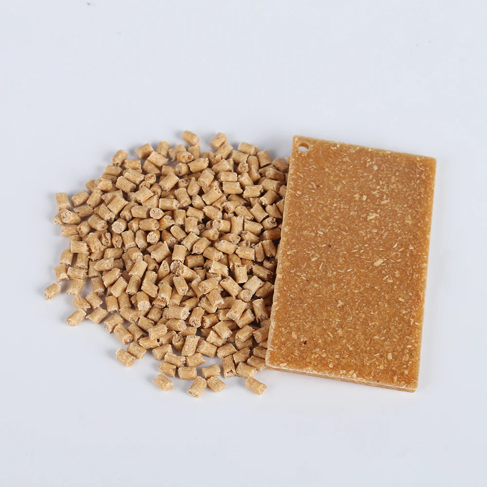 Red Pine Fiber PP Masterbatch pellets and sample plaque