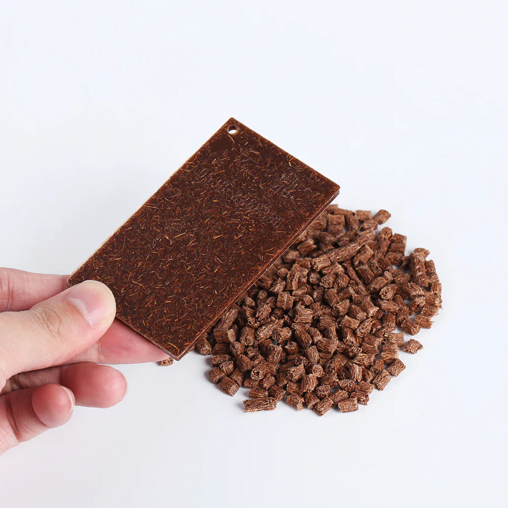 Handheld coconut fiber PP masterbatch molded plaque